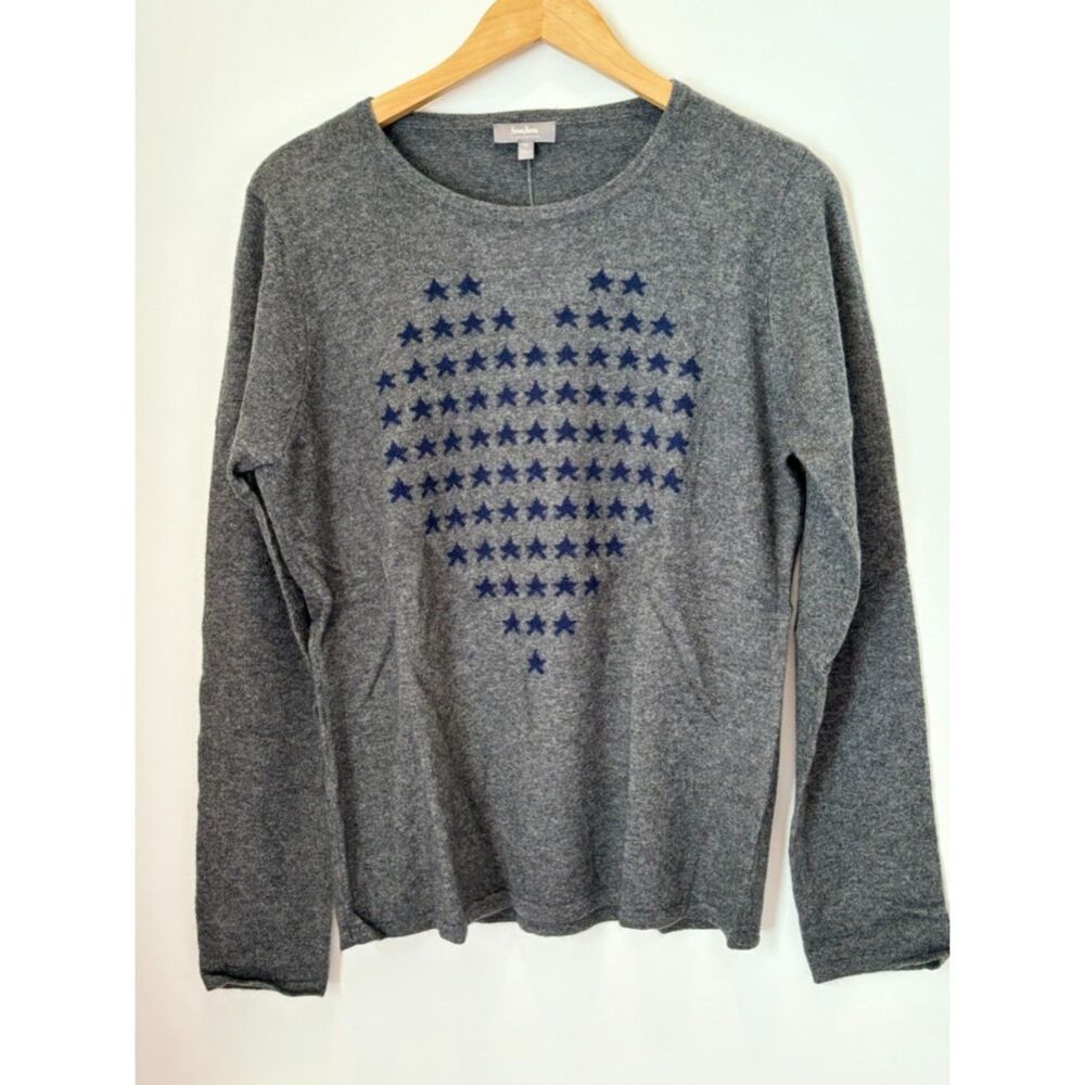 Neiman Marcus Women's 100% Cashmere crewneck heart stars size XL NEW k34